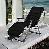 Садовий шезлонг + матрац IdealGarden G-SF02-BK ЧОРНИЙ Лежак до 120кг, фото 5