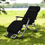 Садовий шезлонг + матрац IdealGarden G-SF02-BK ЧОРНИЙ Лежак до 120кг, фото 6