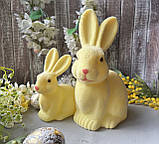 Великодній декор Кролик велюр 15 см жовтого кольору, фото 6