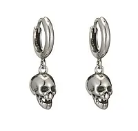 Сережки конго Fashion Jewerly у вигляді черепів 2 шт в готичному корейському стилі сріблясті