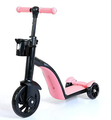 Дитячий транспорт 3в1 (велосипед +самокат +велобіг) РОЗОВИЙ