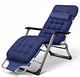 Садовий шезлонг + матрац IdealGarden G-SF02-BL СИНІЙ Лежак до 120кг, фото 2