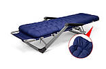Садовий шезлонг + матрац IdealGarden G-SF02-BL СИНІЙ Лежак до 120кг, фото 7
