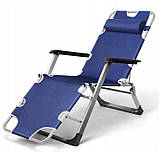 Садовий шезлонг + матрац IdealGarden G-SF02-BL СИНІЙ Лежак до 120кг, фото 6