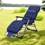 Садовий шезлонг + матрац IdealGarden G-SF02-BL СИНІЙ Лежак до 120кг, фото 3