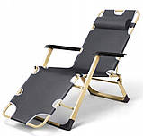 Садовий шезлонг + матрац IdealGarden CT-SF02-LG-Y СІРИЙ Лежак до 120кг, фото 8