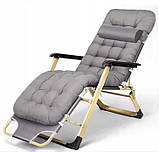 Садовий шезлонг + матрац IdealGarden CT-SF02-LG-Y СІРИЙ Лежак до 120кг, фото 3