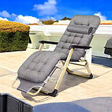Садовий шезлонг + матрац IdealGarden CT-SF02-LG-Y СІРИЙ Лежак до 120кг, фото 2