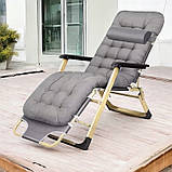 Садовий шезлонг + матрац IdealGarden CT-SF02-LG-Y СІРИЙ Лежак до 120кг, фото 6