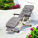 Садовий шезлонг + матрац IdealGarden CT-SF02-LG-Y СІРИЙ Лежак до 120кг, фото 7