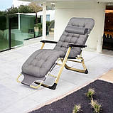 Садовий шезлонг + матрац IdealGarden CT-SF02-LG-Y СІРИЙ Лежак до 120кг, фото 4
