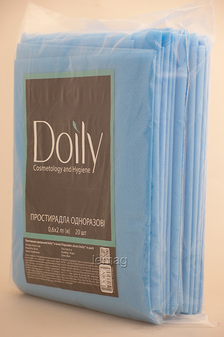 Doily Простирадла косметологічні 0.6х2 м, упаковка 20 шт - Блакитні