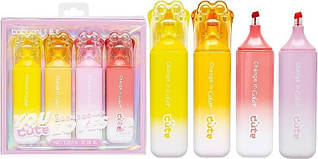 Набір маркерів текстовиділювачів 4 кольори "Кішача лапка" 12019/1