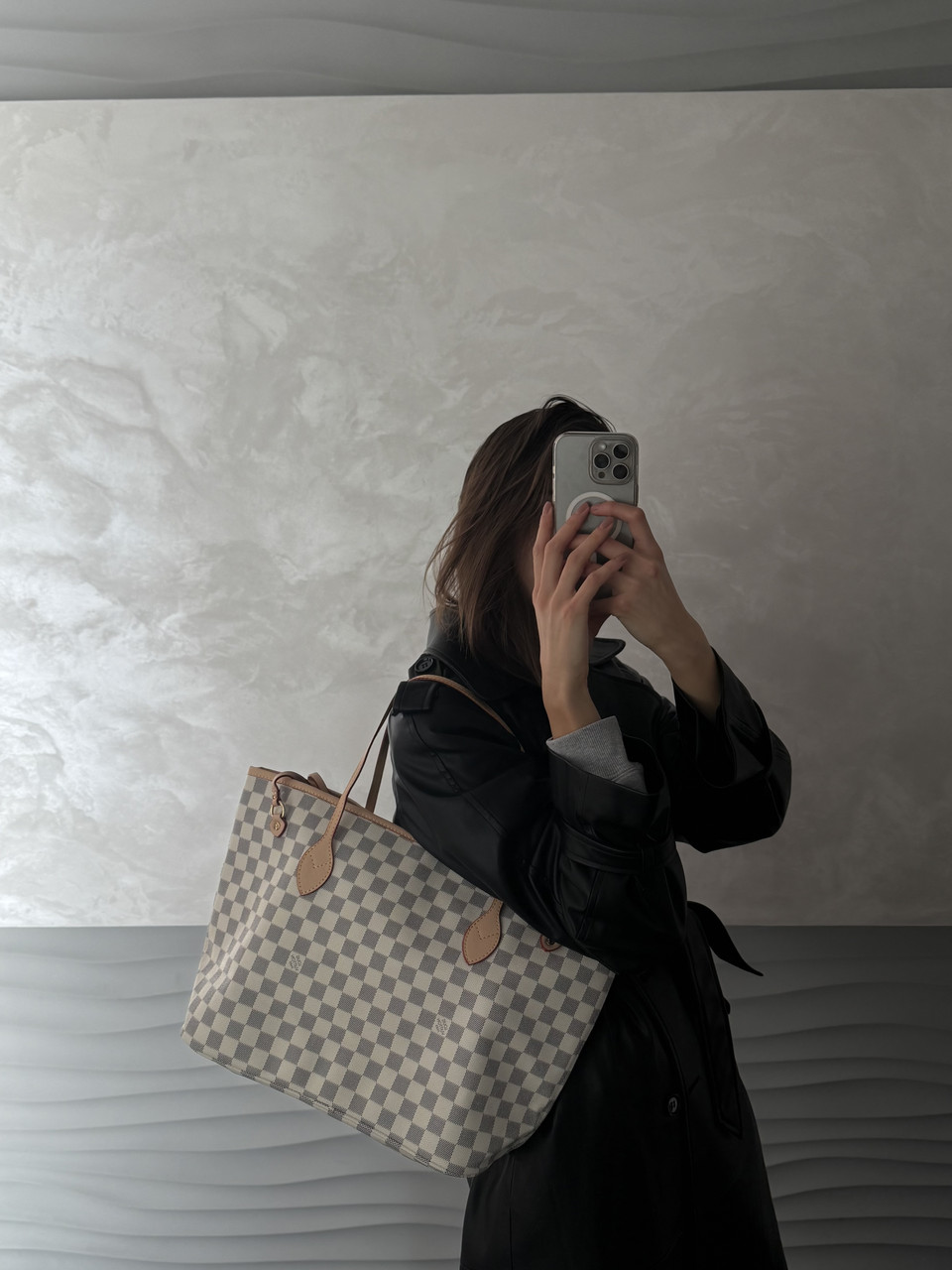 Louis Vuitton Neverfull MM Damier Azur Rose Beige [брендована коробка] 43х28х17
