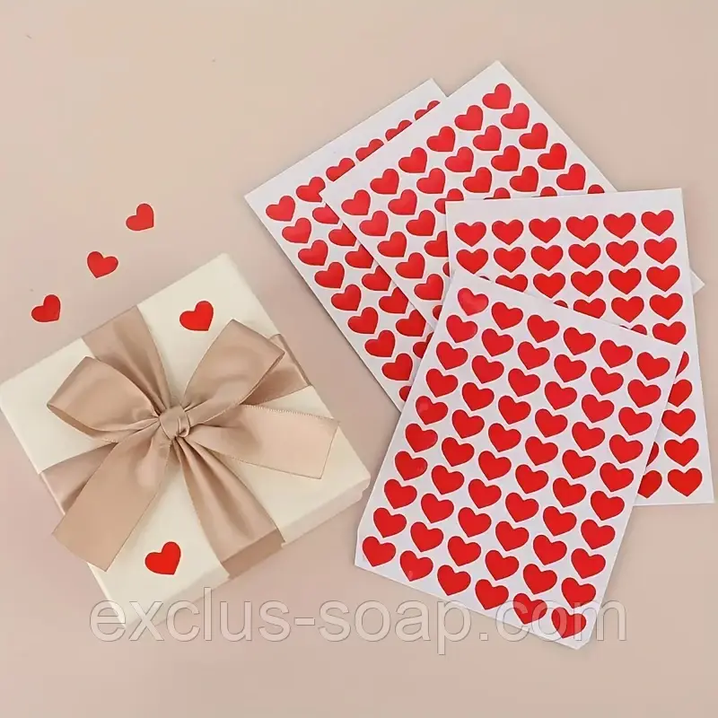 Декоративні наклейки (планшет) — "Сердечка" — 60 шт., фото 1