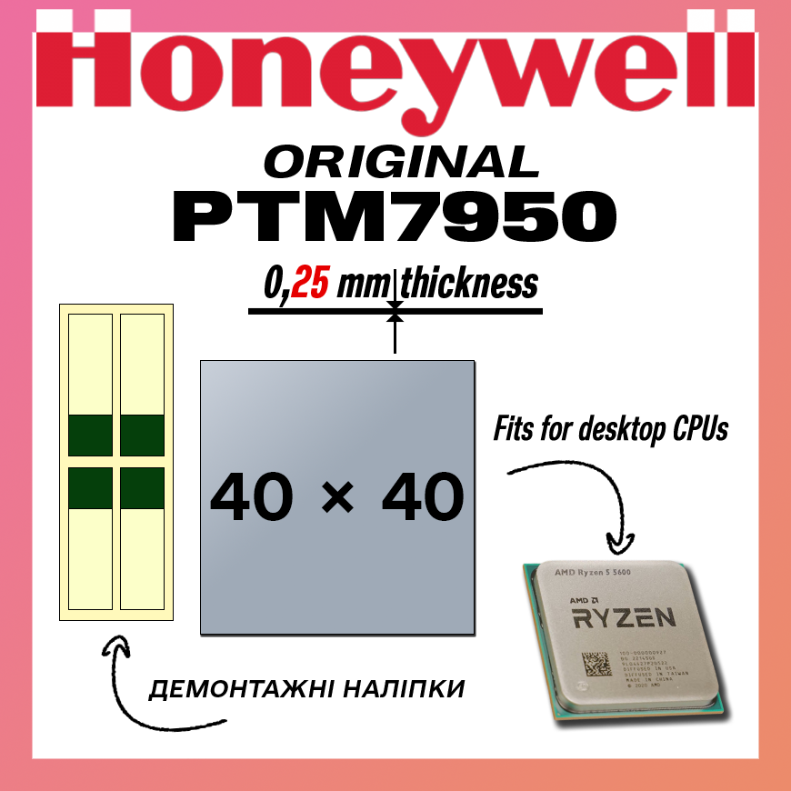 Термоплівка з фазовим переходом Honeywell PTM7950 40x40 мм