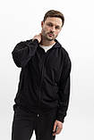 Чоловічий спортивний костюм на блискавці з капюшоном із двонитки весна-осінь чорний Moor-p, фото 2