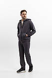 Чоловічий спортивний костюм на блискавці з капюшоном із двонитки весна-осінь графіт Moor-p, фото 6