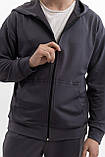 Чоловічий спортивний костюм на блискавці з капюшоном із двонитки весна-осінь графіт Moor-p, фото 8