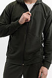 Чоловічий спортивний костюм на блискавці з капюшоном із двонитки весна-осінь хакі Moor-p, фото 10