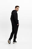 Чоловічий спортивний костюм худі з капюшоном із двонитки весна-осінь чорний Moor-p, фото 5