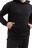 Чоловічий спортивний костюм худі з капюшоном із двонитки весна-осінь чорний Moor-p, фото 6
