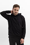 Чоловічий спортивний костюм худі з капюшоном із двонитки весна-осінь чорний Moor-p, фото 9