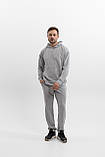 Чоловічий спортивний костюм худі з капюшоном із двонитки весна-осінь сірий Moor-p, фото 3