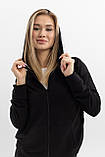Жіночий спортивний костюм на блискавці з капюшоном із двонитки весна-осінь чорний Moor-p, фото 7