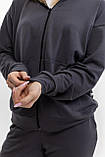 Жіночий спортивний костюм на блискавці з капюшоном із двонитки весна-осінь графіт Moor-p, фото 9