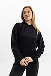 Жіночий спортивний костюм худі з капюшоном із двонитки весна-осінь чорний Moor-p, фото 10