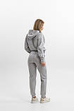 Жіночий спортивний костюм худі з капюшоном із двонитки весна-осінь сірий Moor-p, фото 3