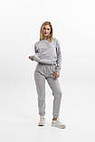 Жіночий спортивний костюм худі з капюшоном із двонитки весна-осінь сірий Moor-p, фото 4