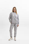 Жіночий спортивний костюм худі з капюшоном із двонитки весна-осінь сірий Moor-p, фото 5