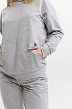 Жіночий спортивний костюм худі з капюшоном із двонитки весна-осінь сірий Moor-p, фото 7