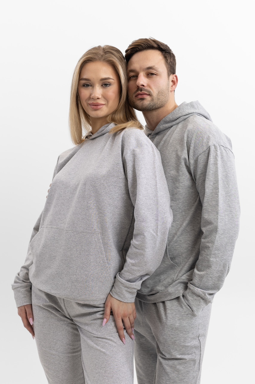 Парні спортивні костюми худі для пари однакові для закоханих він і вона весна-осінь сірий Moor-p, фото 1