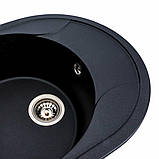 Гранітна мийка для кухні Platinum 5847 ONYX матова (чорний металік), фото 4