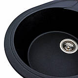 Гранітна мийка для кухні Platinum 5847 ONYX матова (чорний металік), фото 5