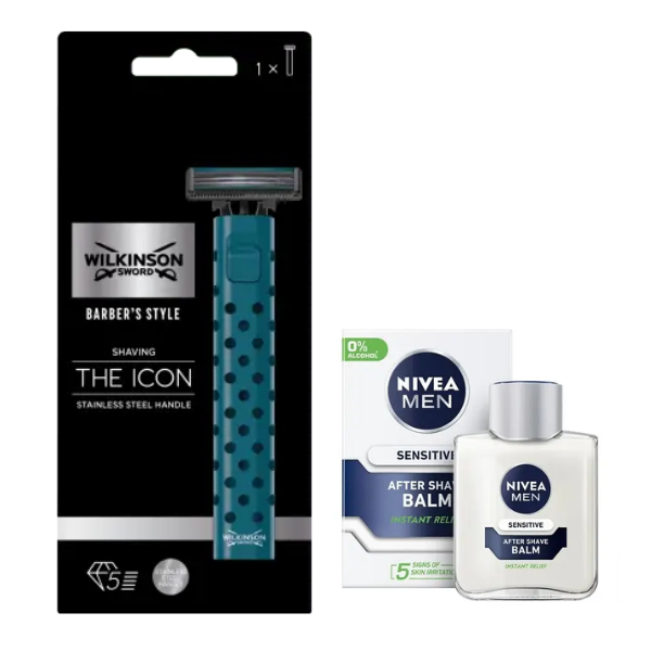 Станок для гоління Wilkinson Sword Barber's Style The Icon + Nivea Men Sensitive бальзам після гоління 100 мл