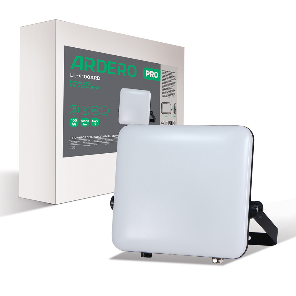 Світлодіодний прожектор Ardero LL-4100ARD PRO 100Вт 6500K чорний, фото 1