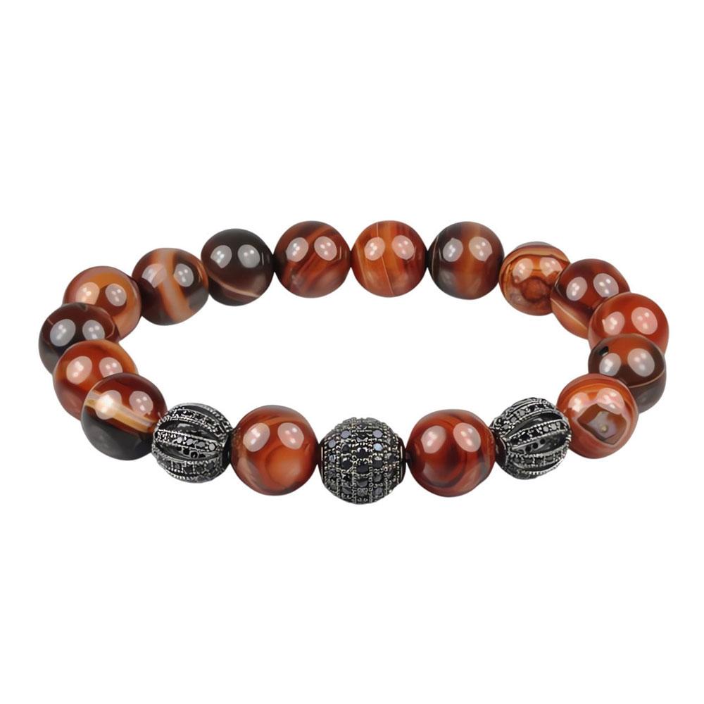 Браслет Тигровий Агат із Фіонітами, фото 1
