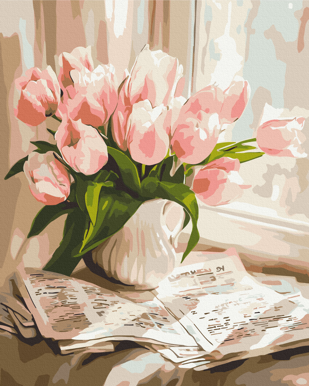 Картина за номерами 40х50 см.Тюльпани. Ранок у променях ніжності Brushme BS54276, фото 1