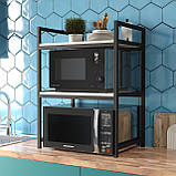 Кухонна підставка для мікрохвильової печі та побутової техніки на дві полички з металу та ЛДСП, фото 4