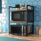 Кухонна підставка для мікрохвильової печі та побутової техніки на дві полички з металу та ЛДСП, фото 5