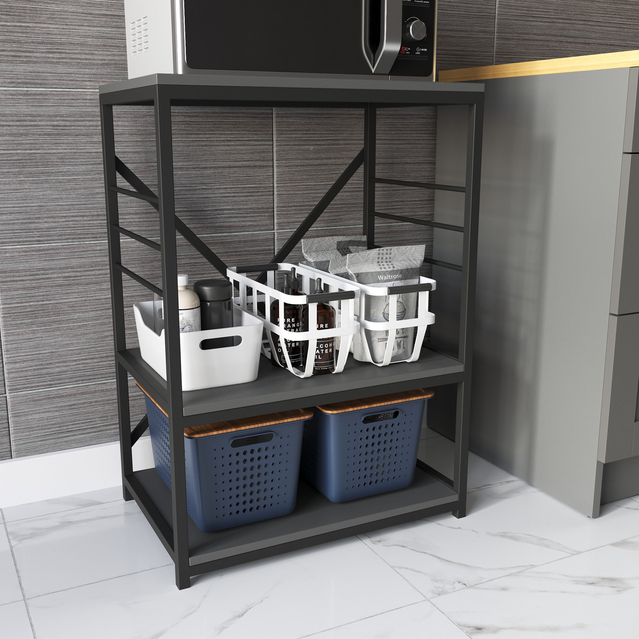 Кухонний стелаж для мікрохвильової печі та побутової техніки в стилі Лофт, фото 1
