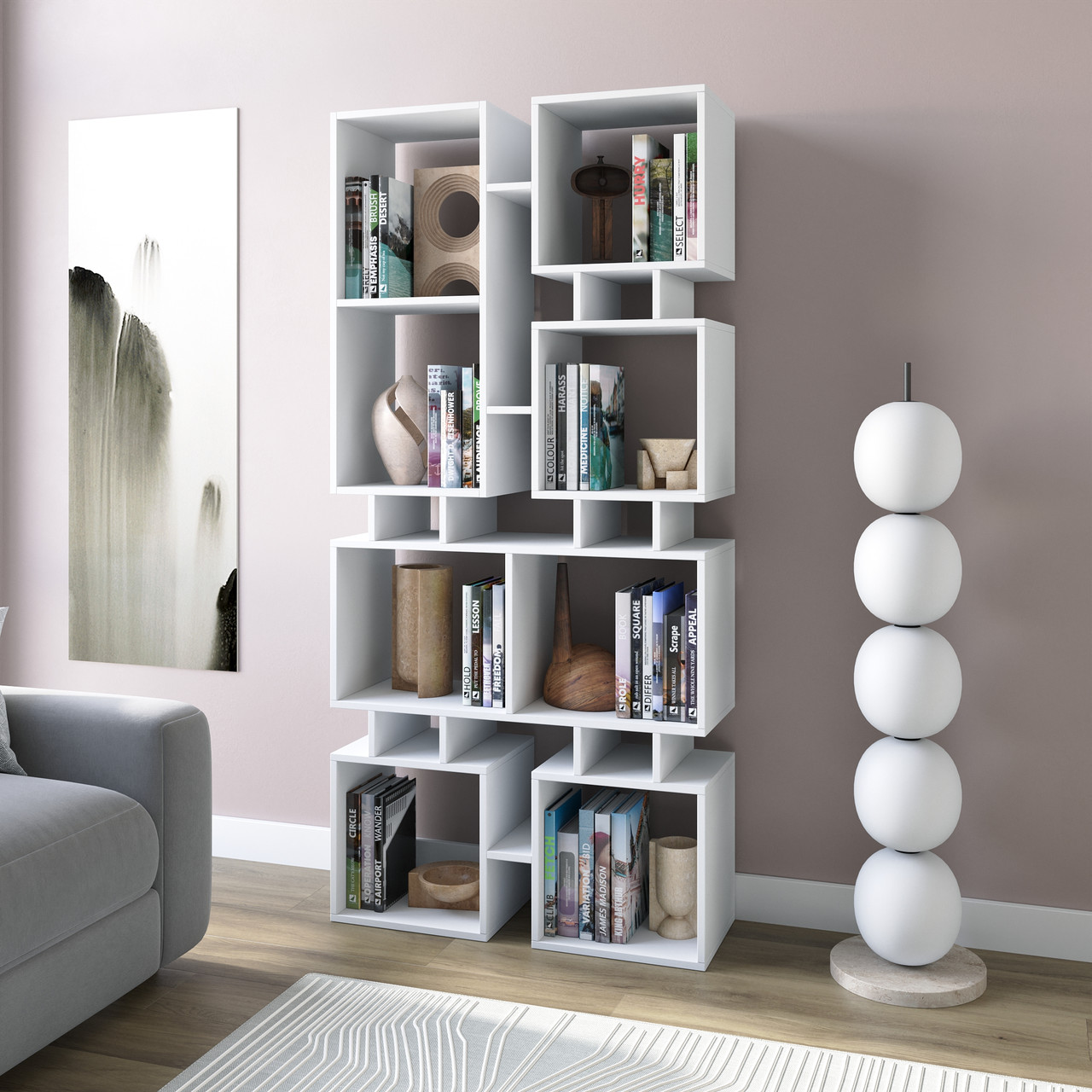 Стелаж для дому, полиця для книг, офісний стелаж на 8 комірок на з ЛДСП, фото 1