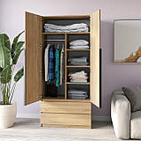 Шафа для одягу на двоє дверей з поличками та штангою та двома висувними ящиками, фото 3