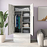 Шафа для одягу на двоє дверей з поличками та штангою та двома висувними ящиками, фото 6