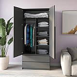 Шафа для одягу на двоє дверей з поличками та штангою та двома висувними ящиками, фото 7