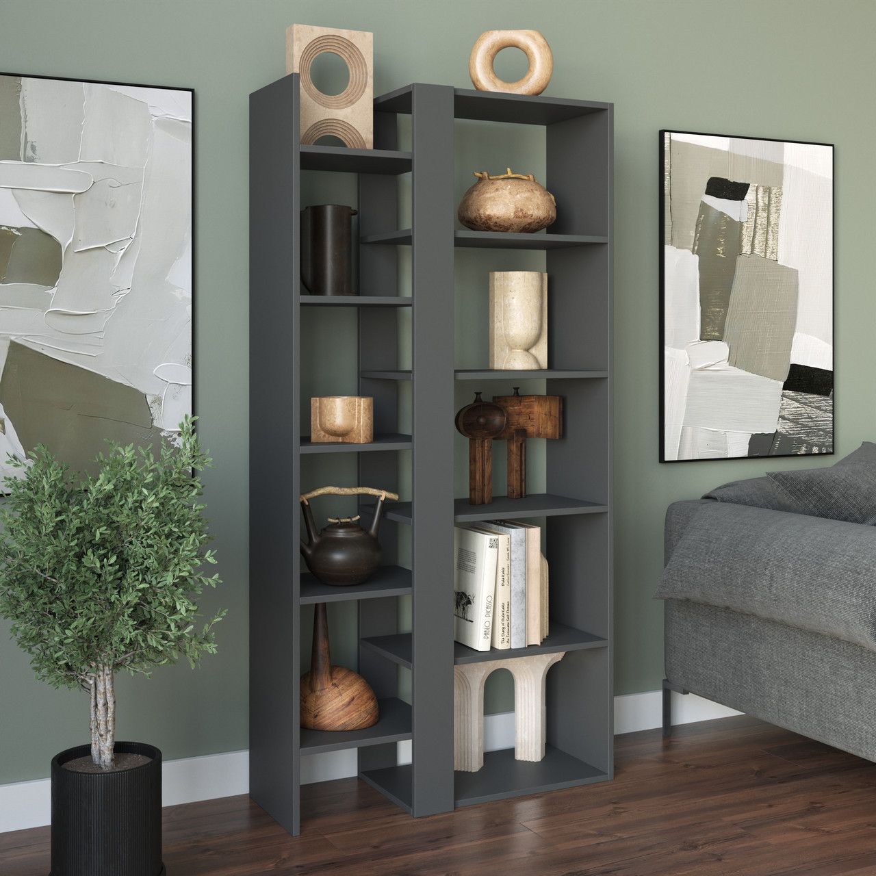 Полиця для книг, офісний стелаж на 11 комірок, стелаж для дому з ЛДСП, фото 1